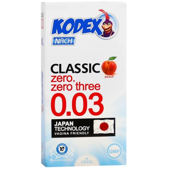 کاندوم فوق نازک کلاسیک کدکس Kodex مدل 0.03 / 10 عددی / بسیار ایمن و مناسب استفاده روزانه / جیونا بیوتی