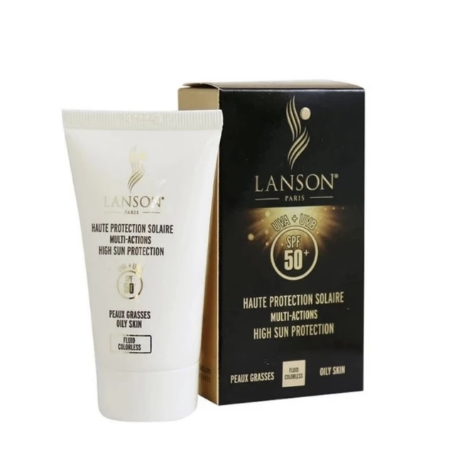 کرم ضد آفتاب بی رنگ لانسون Lanson SPF 50 مدل مولتی اکشن / محافظ UVA و UVB و مناسب پوست چرب و مختلط / جیونا بیوتی