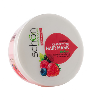 ماسک تغذیه کننده مو فروتی SCHON شون /300 میلی لیتر/ تقویت‌کننده و مناسب مو خشک و رنگ شده / جیونا بیوتی