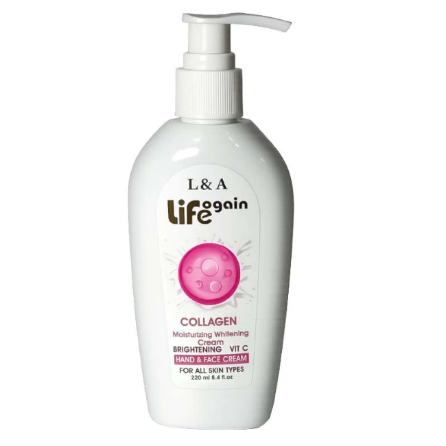 کرم آبرسان دست و صورت و بدن لایف اگین Life again مدل کلاژن / نرم کننده مناسب انواع پوست / جیونا بیوتی