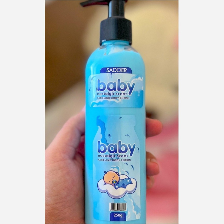 لوسیون صورت و بدن سادور Sadoer مدل BABY / نرمکننده و خوشبو با رایحه پودر بچه واقعی/ جیونا بیوتی